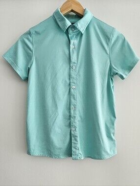 Andy & Evan Boys Teal Knit Button-Up Shirt Size 8